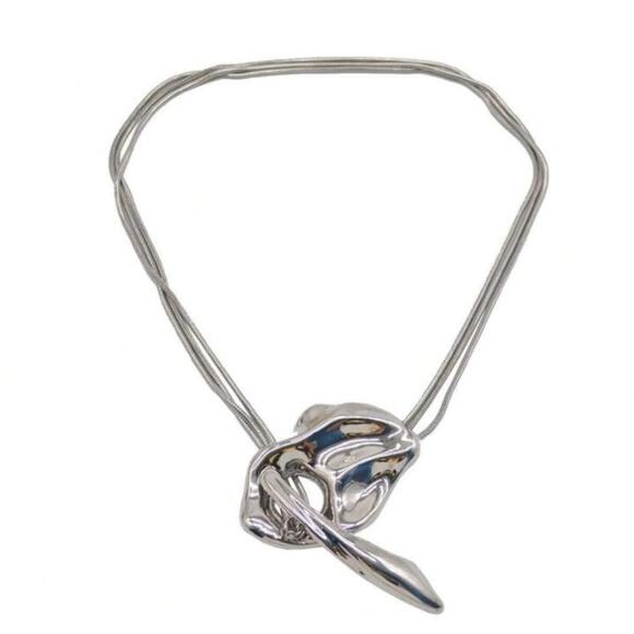 Silver Geometric Handmade Creative Design Necklace Party Event - Picture 11 of 13